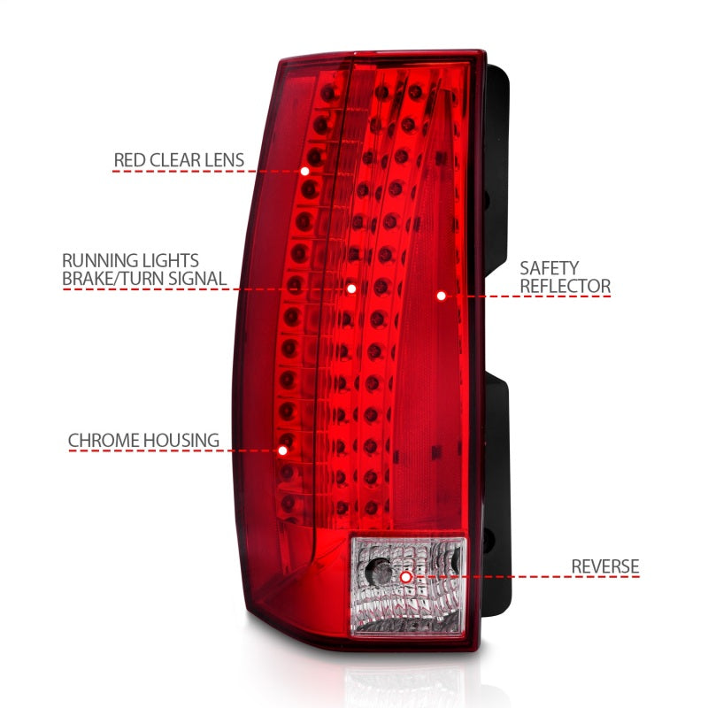 ANZO 2007-2014 Chevrolet Suburban LED Taillights Red/Clear - Escalade Look