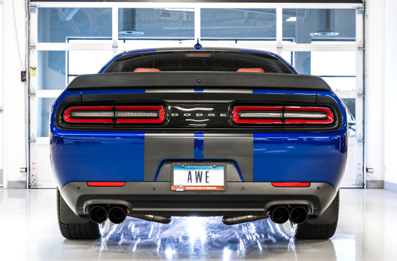 AWE Tuning 2017+ Challenger 5.7 Touring Edition Exhaust - Non-Resonated - Diamond Black Quad Tips - Precision R