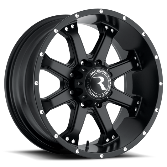 Raceline 991B Assault 16x8in / 8x165.1 BP / 0mm Offset / 125.2mm Bore - Satin Black Wheel