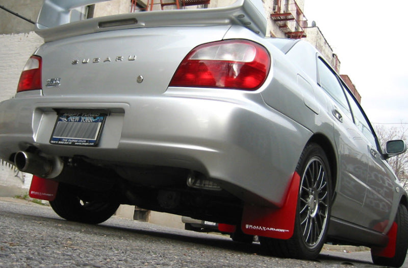 Rally Armor 02-07 Subaru WRX/STI/RS/2.5i (Wagons Req. Mod.) Red UR Mud Flap w/White Logo