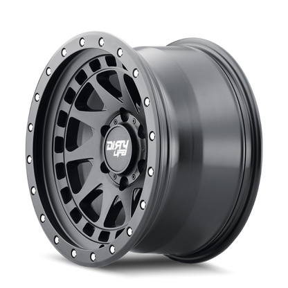 Dirty Life 9311 Enigma Pro 17x9/6x139.7 BP/-12mm Offset/106mm Hub Matte Black Wheel - Beadlock