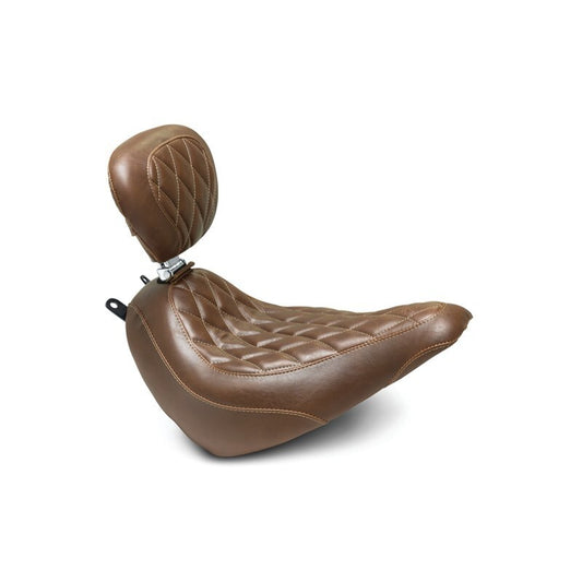 Mustang 18-21 Harley Heritage Classic, Deluxe Wide Tripper Solo Seat w/Driver Backrest Diam - Brown