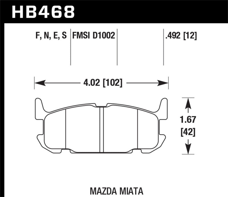 Hawk 01-05 Mazda Miata 1.8L Base Pads Only Rear ER-1 Brake Pads