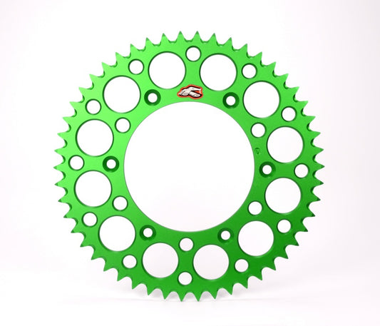 Renthal 04-23 Kawasaki KX 125/ 2T/ X/ XC/ KX450XC Rear Grooved Sprocket - Green 520-51P Teeth