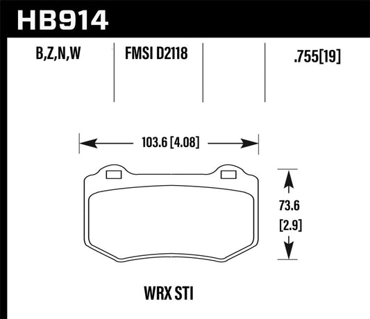 Hawk 2018 Subaru WRX STI HP Plus Rear Brake Pads