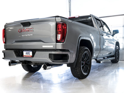 AWE Tuning 4th Gen GM 1500 5.3L 0FG Catback Split Rear Exit (Flat Bumper) - Quad Chrome Tips - Precision R