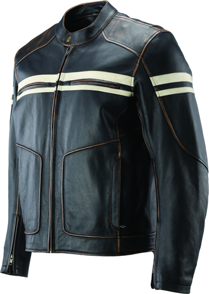 River Road Hoodlum Vintage Leather Jacket Black - Small