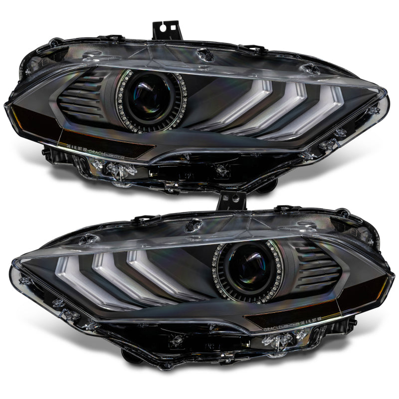 Oracle Lighting 18-23 Ford Mustang Dynamic ColorSHIFT LED Headlights - Black Series SEE WARRANTY