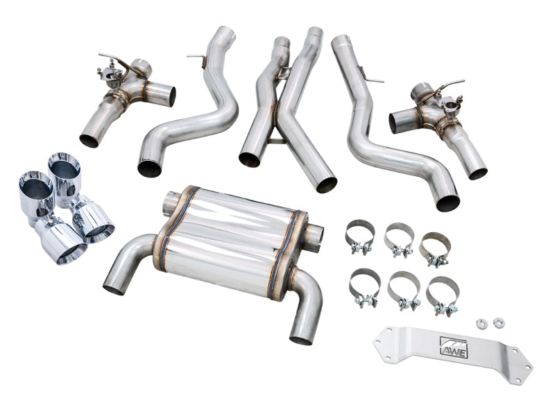 AWE Tuning BMW F8X M3/M4 SwitchPath Catback Exhaust - Chrome Silver Tips - Precision R