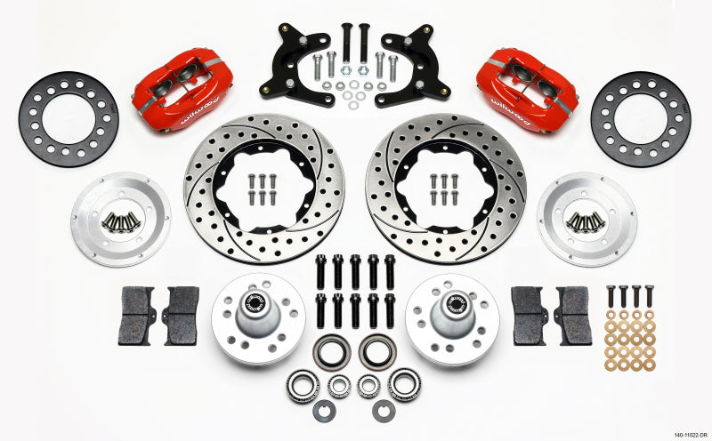 Wilwood Forged Dynalite Front Kit 11.00in Drilled Red 62-72 CDP A Body - 9in Drum