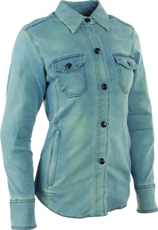 Speed and Strength Speed Society Armored Moto Shirt Denim Blue Womens - XS