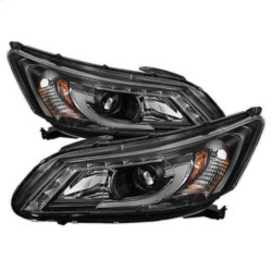 Spyder Honda Accord 2013-2015 4DR Projector Headlights Light Bar DRL Black PRO-YD-HA13-LBDRL-BK