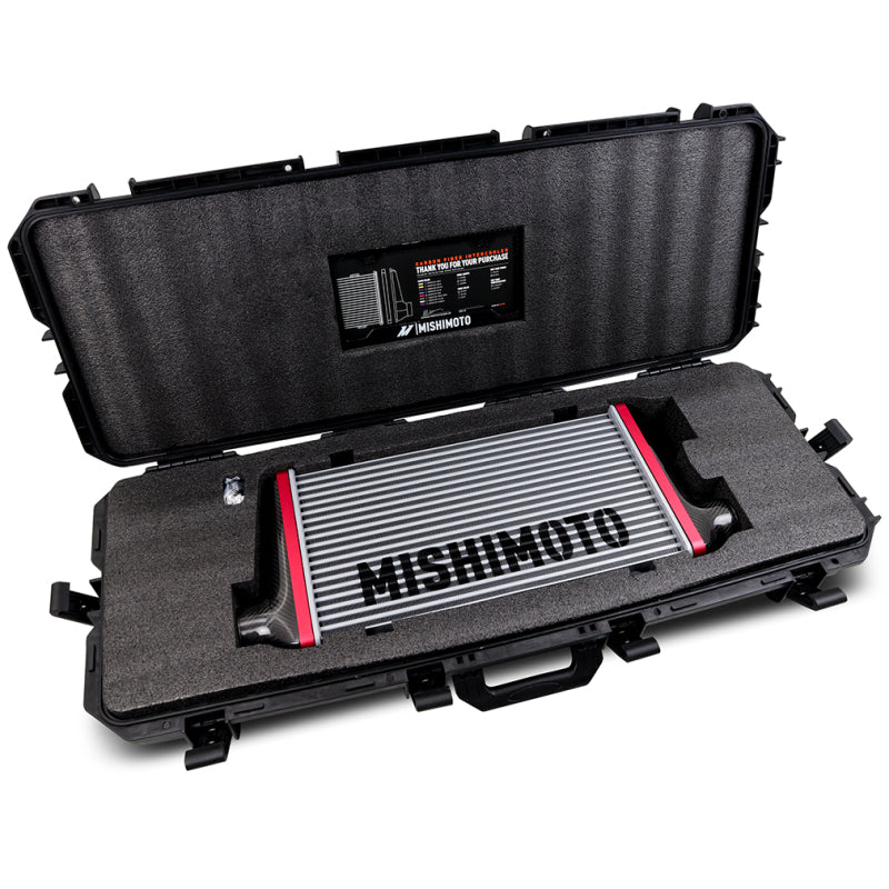 Mishimoto Universal Carbon Fiber Intercooler - Gloss Tanks - 525mm Gold Core - S-Flow - GR V-Band