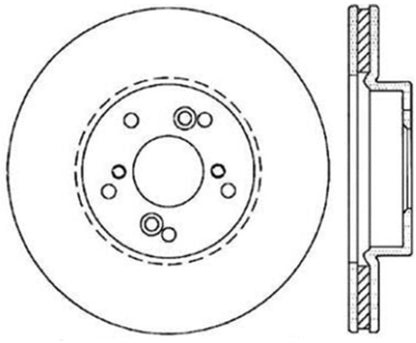 StopTech Power Slot 99-08 Acura TL (STD Caliber) / 01-03 CL / 04-10 TSX Front Right Slotted Rotor