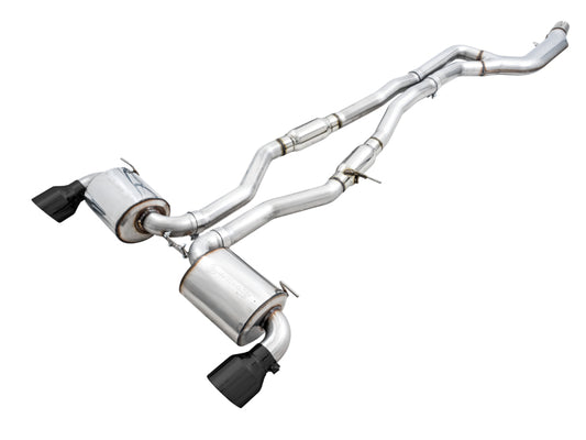 AWE 2020 Toyota Supra A90 Resonated Touring Edition Exhaust - 5in Diamond Black Tips - Precision R