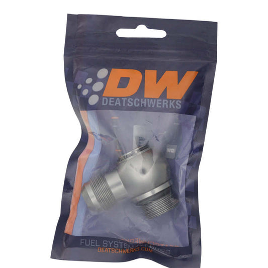 DeatschWerks 10AN ORB Male to 10AN Male Flare Low Profile 90-Degree Swivel - Anodized DW Titanium