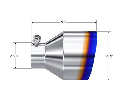 MBRP Univ. T304 Stainless Steel Burnt End Tip 2.5in ID / 5in OD / 6.5in Length Angle Cut Single Wall