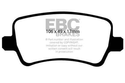 EBC 13-15 Land Rover LR2 2.0 Turbo Greenstuff Rear Brake Pads