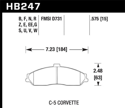 Hawk 97-12 Corvette/01-04 Z06/05-09 Z51/05-06 Pontiac GTO Blue 9012 Race Front Brake Pads