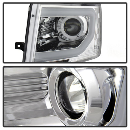 Spyder Ford F150 09-14 Projector Headlights Halogen Model- Light Bar DRL Chrm PRO-YD-FF15009-LBDRL-C