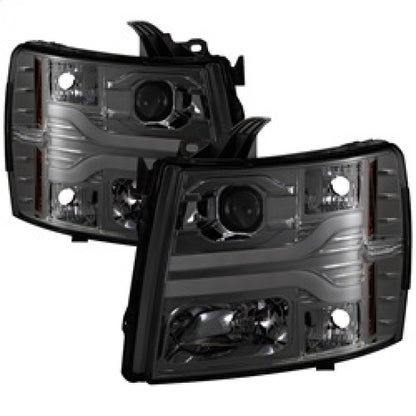 Spyder Chevy Silverado 1500 07-13 Version 3 Projector Headlights - Smoke PRO-YD-CS07V3-LBDRL-SM