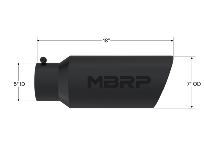 MBRP Universal Tip 7in O.D. Rolled End 5in inlet 18in length Black