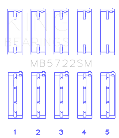 King Engine Bearings Mitsubishi 4B11T Turbo Evo X/2007-> (Size +0.50mm) Main Bearing Set