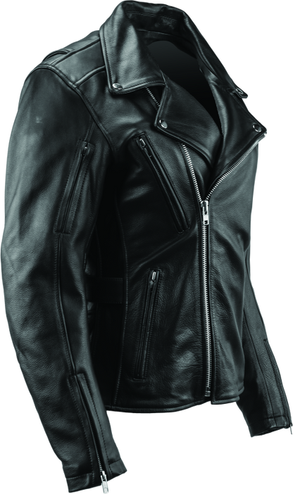 River Road Ironclad Classic Leather Jacket Black Womens - Small