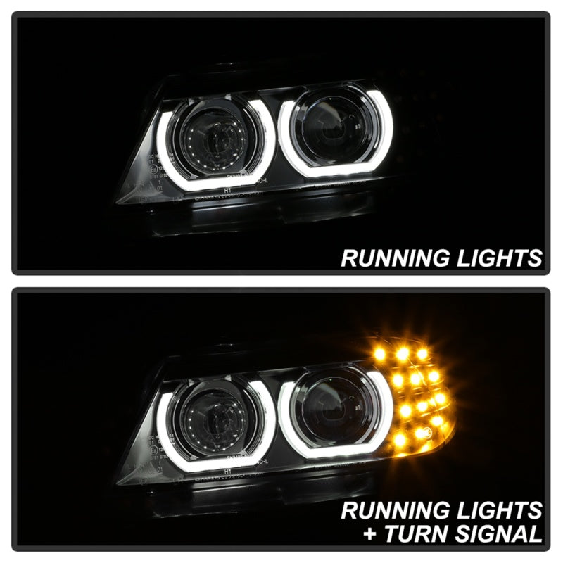 Spyder 09-12 BMW E90 3-Series 4DR HID w/ AFS Only - LED Turn - Black - PRO-YD-BMWE9009-AFSHID-BK