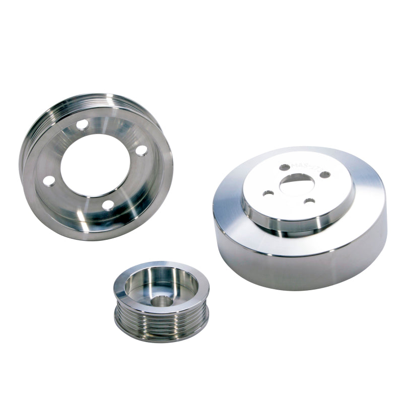 BBK 94-95 Mustang 5.0 Underdrive Pulley Kit - Lightweight CNC Billet Aluminum (3pc)