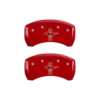 MGP 4 Caliper Covers Engraved Front Mustang Engraved Rear S197/Bar & Pony Red finish silver ch