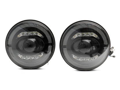 Raxiom 07-18 Jeep Wrangler JK Axial Series LED Headlights- Black Housing (Clear Lens)