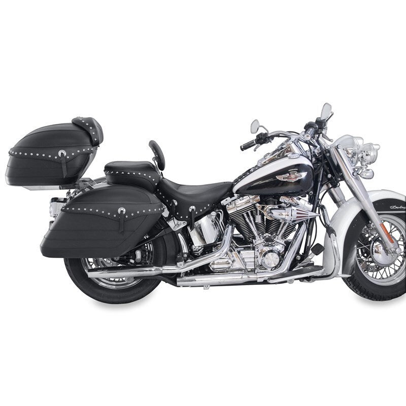 Mustang 06-17 Harley Softail Wide Tire (200mm) Wide Touring Recessed Passenger Seat w/Studs - Black