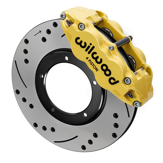 Wilwood 69-83 Porsche 911 Front Superlite Brake Kit 3.5in MT Drilled & Slotted - Yellow