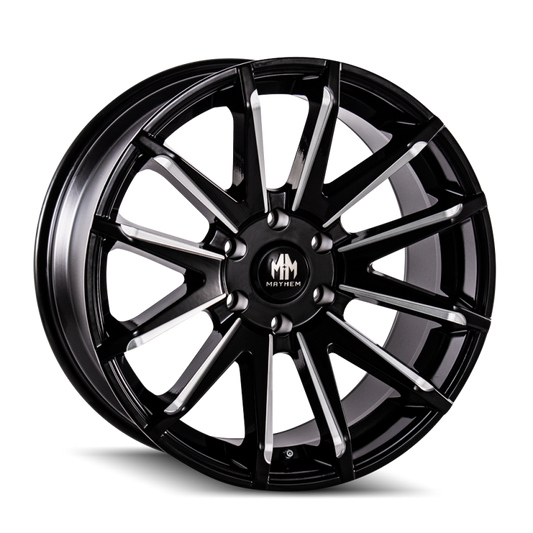 Mayhem 8109 Crossfire 22x9.5 / 6x135 BP / 25mm Offset / 87.1mm Hub Black w/ Milled Spokes Wheel