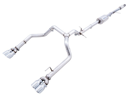 AWE Tuning 4th Gen GM 1500 5.3L 0FG Catback Split Rear Exit (w/ Bumper Cutouts) - Quad Chrome Tips - Precision R