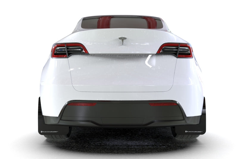 Rally Armor 20-24 Tesla Model Y Black UR Mud Flap w/White Logo