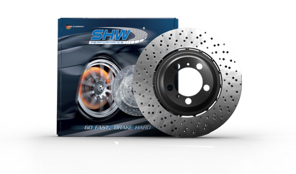 SHW 17-19 Audi RS3 2.5L Front Drilled-Dimpled Lightweight Brake Rotor (8V0615301R)