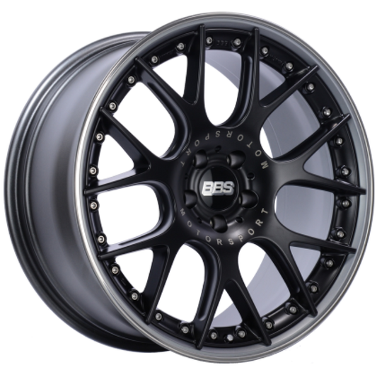 BBS CH-RII 22x11.5 5x120 ET34 Satin Black Center Platinum Lip SS Rim Protector Wheel - 82mm PFS Req.