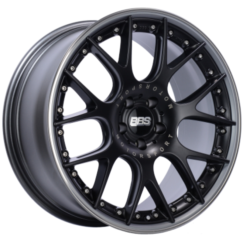 BBS CH-RII 22x10.5 5x112 ET18 / 66.5 CB Satin Black Center Platinum Lip SS Rim Protector Wheel