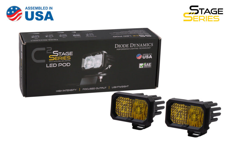 Diode Dynamics Stage Series 2 In LED Pod Sport - Yellow Spot Standard ABL (Pair)