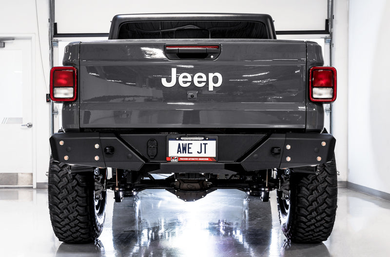 AWE Tuning 20-21 Jeep Gladiator JT 3.6L Tread Edition Cat-Back Dual Exhaust - Diamond Black Tip - Precision R