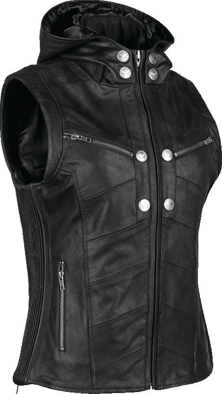 Speed and Strength Hells Belles Leather Vest Black Womens - Small