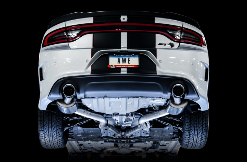 AWE Tuning 2015+ Dodge Charger 6.4L/6.2L SC Non-Resonated Touring Edition Exhaust - Silver Tips - Precision R