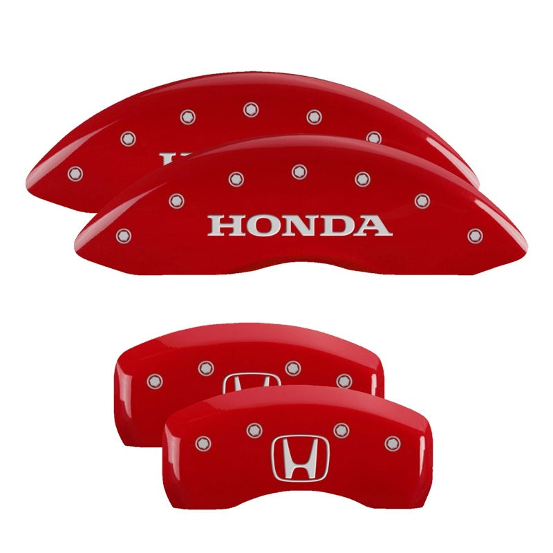 MGP 4 Caliper Covers Engraved Front Honda Engraved Rear H Logo Red finish silver ch