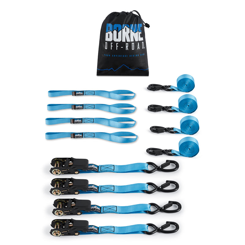 Borne Off-Road Medium-Duty Ratchet Tie-Down Kit (4-Pack) Blue