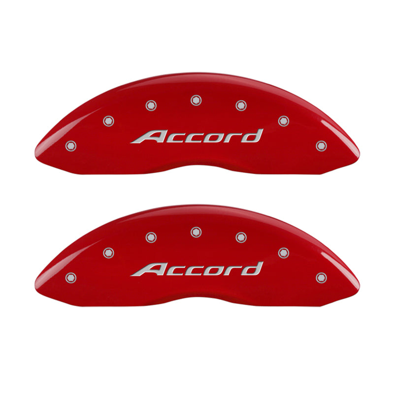 MGP 4 Caliper Covers Engraved Front Accord Engraved Rear Accord Red finish silver ch