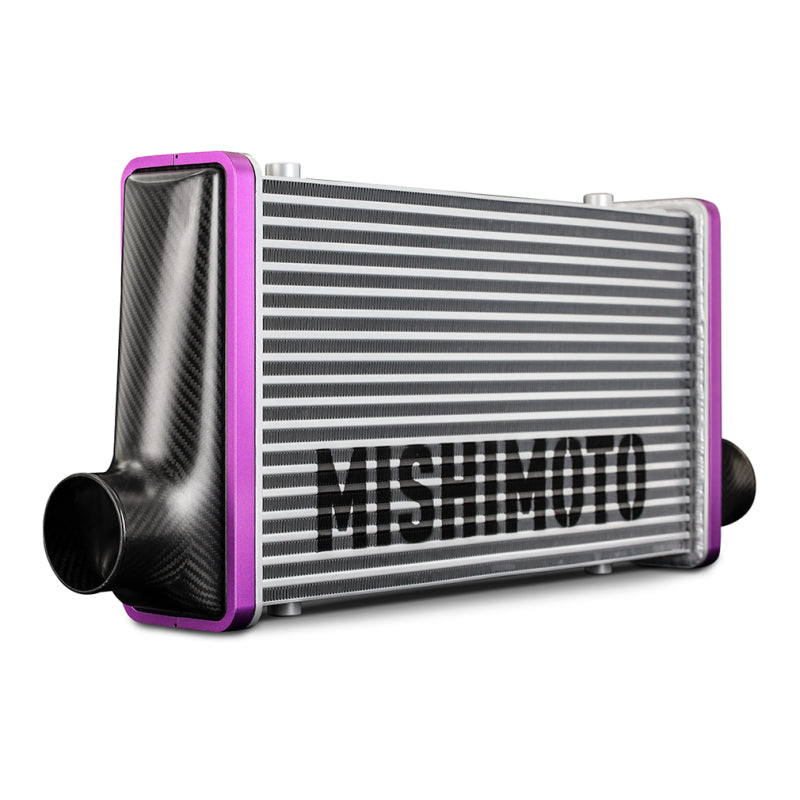 Mishimoto Universal Carbon Fiber Intercooler - Gloss Tanks - 450mm Black Core - S-Flow - P V-Band