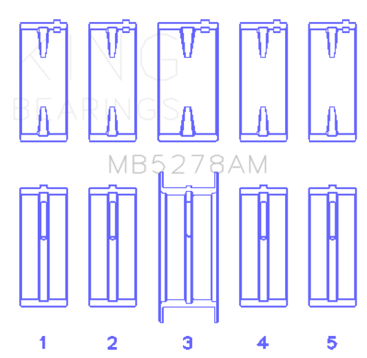 King Engine Bearings Ford 140Ci /2.3Liter/L4 (Size +0.25mm) Main Bearing Set