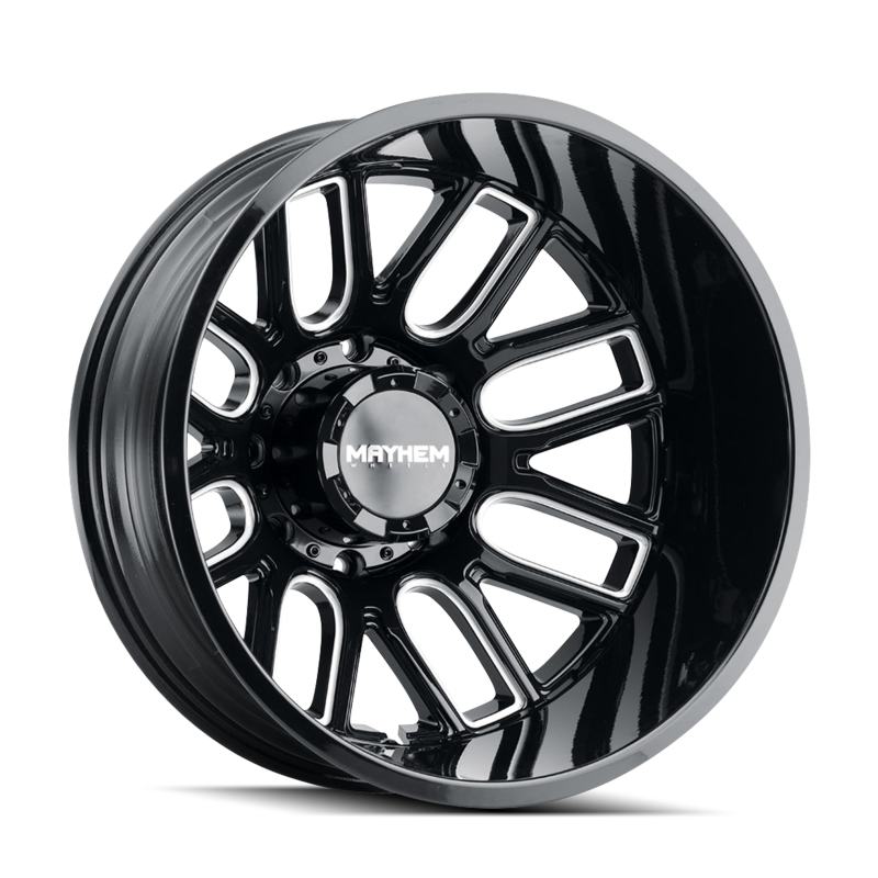 Mayhem 8107D Cogent Dually 22x8.25/8x165.1 BP/-232mm Offset/121.3mm Hub Black w/ Milled Spokes Wheel